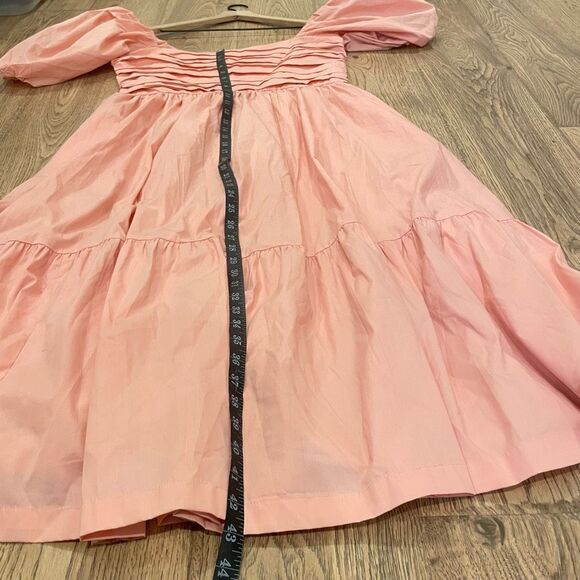 Abercrombie Emerson Poplin Puff Sleeve Midi Dress Peach Large Tall NWOT Romantic - Picture 11 of 11